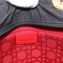 Christian Dior Canage Lady Dior Hand Bag Nylon Black Gold Auth ep14452-17