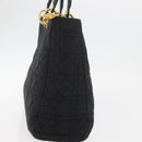 Christian Dior Canage Lady Dior Hand Bag Nylon Black Gold Auth ep14452-6