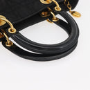 Christian Dior Canage Lady Dior Hand Bag Nylon Black Gold Auth ep14452-8