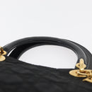 Christian Dior Canage Lady Dior Hand Bag Nylon Black Gold Auth ep14452-9