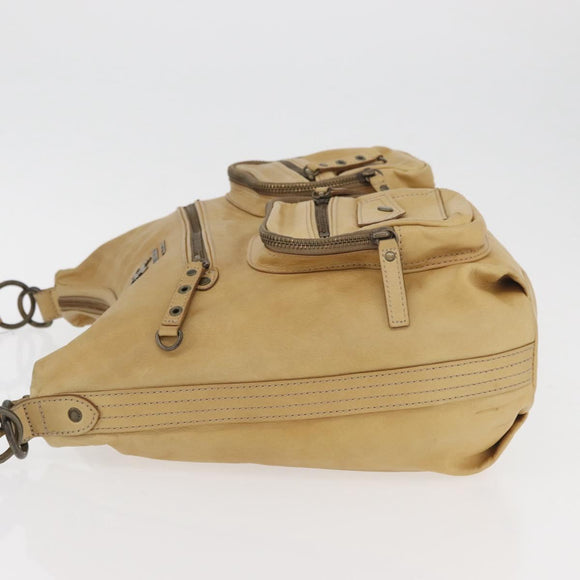 BURBERRY Blue Label Shoulder Bag Leather Beige Auth ep14455
