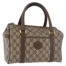 GUCCI GG Supreme Web Sherry Line Boston Bag PVC Beige Gold Auth ep14457-1