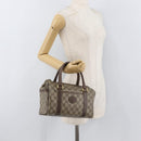 GUCCI GG Supreme Web Sherry Line Boston Bag PVC Beige Gold Auth ep14457-25