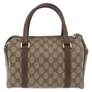 GUCCI GG Supreme Web Sherry Line Boston Bag PVC Beige Gold Auth ep14457-2