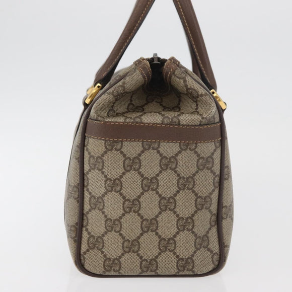 GUCCI GG Supreme Web Sherry Line Boston Bag PVC Beige Gold Auth ep14457