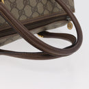 GUCCI GG Supreme Web Sherry Line Boston Bag PVC Beige Gold Auth ep14457-7