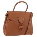 LOEWE Hand Bag Leather 2way Brown Gold Auth ep14461-1