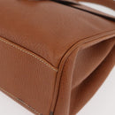LOEWE Hand Bag Leather 2way Brown Gold Auth ep14461-15