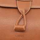 LOEWE Hand Bag Leather 2way Brown Gold Auth ep14461-18
