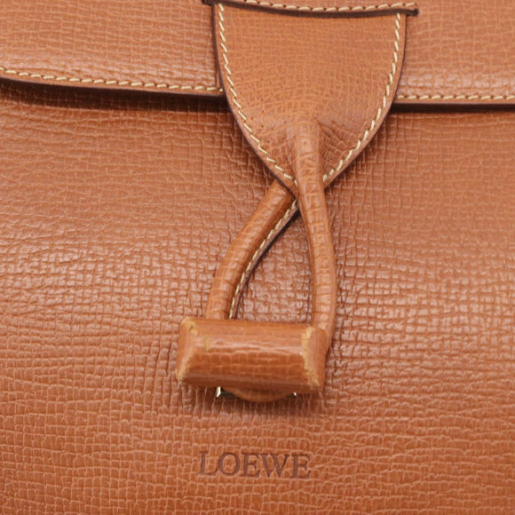 LOEWE Hand Bag Leather 2way Brown Gold Auth ep14461