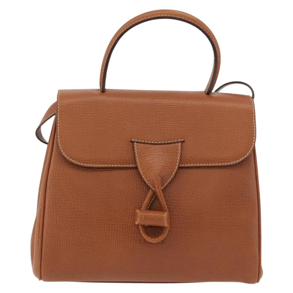LOEWE Hand Bag Leather 2way Brown Gold Auth ep14461