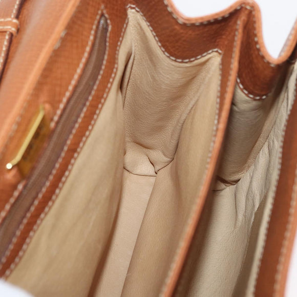 LOEWE Hand Bag Leather 2way Brown Gold Auth ep14461