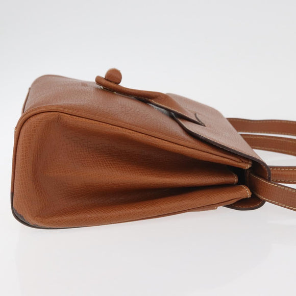 LOEWE Hand Bag Leather 2way Brown Gold Auth ep14461
