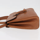 LOEWE Hand Bag Leather 2way Brown Gold Auth ep14461-4