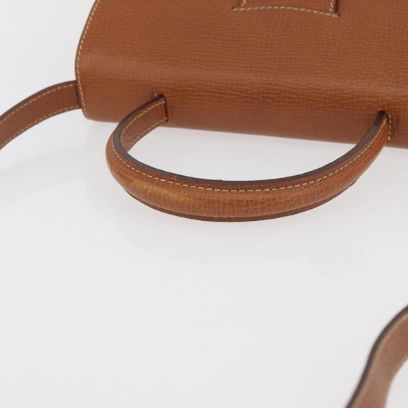 LOEWE Hand Bag Leather 2way Brown Gold Auth ep14461