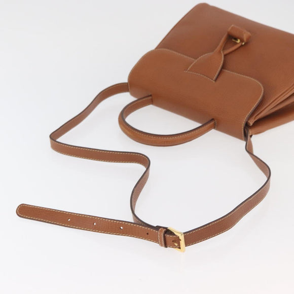 LOEWE Hand Bag Leather 2way Brown Gold Auth ep14461