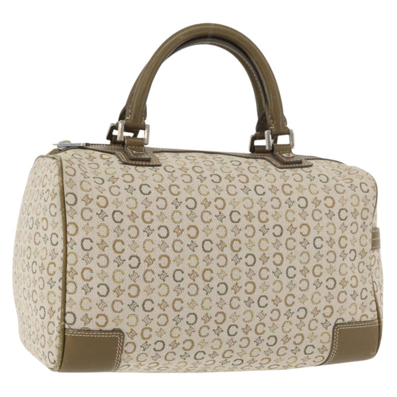 CELINE C Macadam Canvas Mini Boston Bag Khaki Silver Auth ep14462