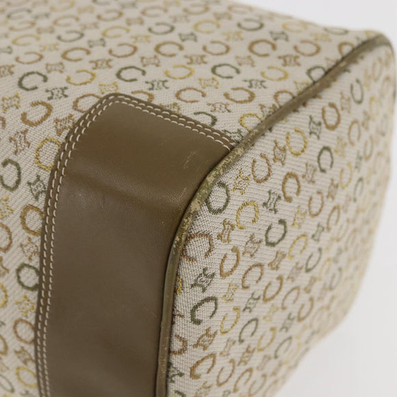 CELINE C Macadam Canvas Mini Boston Bag Khaki Silver Auth ep14462
