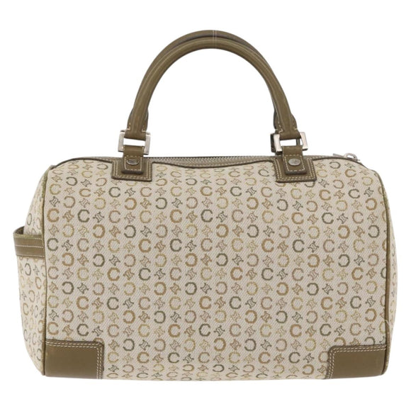CELINE C Macadam Canvas Mini Boston Bag Khaki Silver Auth ep14462
