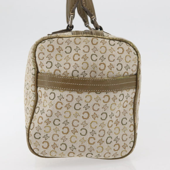 CELINE C Macadam Canvas Mini Boston Bag Khaki Silver Auth ep14462