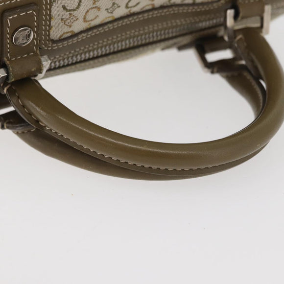 CELINE C Macadam Canvas Mini Boston Bag Khaki Silver Auth ep14462