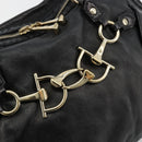 GUCCI Horsebit Hand Bag Leather Black Gold 189890 Auth ep14463-17