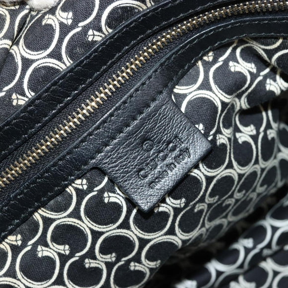GUCCI Horsebit Hand Bag Leather Black Gold 189890 Auth ep14463