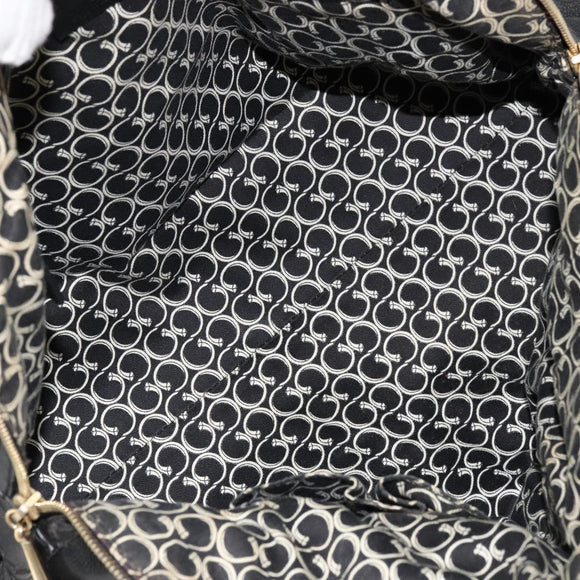 GUCCI Horsebit Hand Bag Leather Black Gold 189890 Auth ep14463