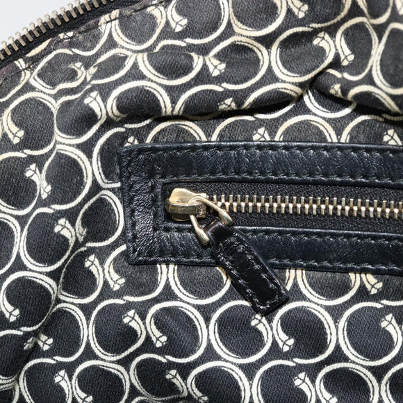 GUCCI Horsebit Hand Bag Leather Black Gold 189890 Auth ep14463