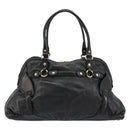GUCCI Horsebit Hand Bag Leather Black Gold 189890 Auth ep14463-2