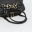 GUCCI Horsebit Hand Bag Leather Black Gold 189890 Auth ep14463-7
