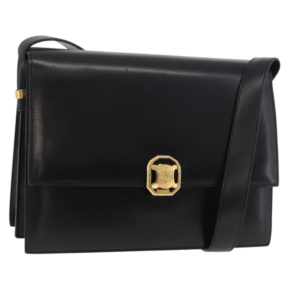 CELINE Umhängetasche Leder Schwarz Gold Original ep14468V