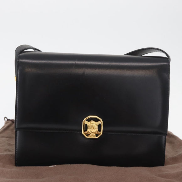 CELINE Umhängetasche Leder Schwarz Gold Original ep14468V