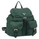 PRADA Backpack Nylon Green Silver Auth ep14472A-1