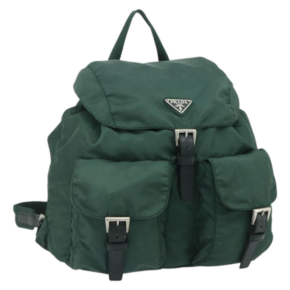 PRADA Backpack Nylon Green Silver Auth ep14472A