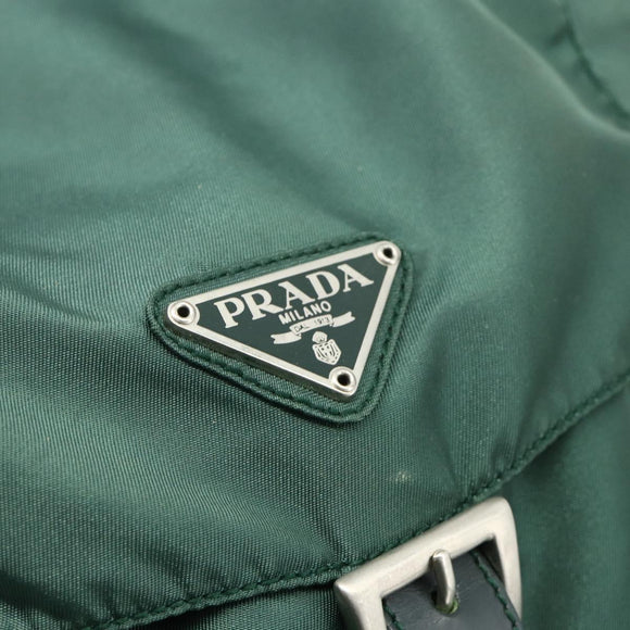 PRADA Backpack Nylon Green Silver Auth ep14472A