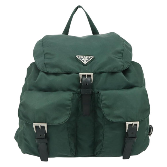 PRADA Backpack Nylon Green Silver Auth ep14472A