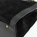 GUCCI Bamboo Hand Bag Suede Black Gold 002 0260 Auth ep14476-14