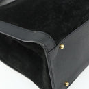 GUCCI Bamboo Hand Bag Suede Black Gold 002 0260 Auth ep14476-15
