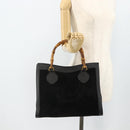 GUCCI Bamboo Hand Bag Suede Black Gold 002 0260 Auth ep14476-24