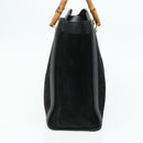 GUCCI Bamboo Hand Bag Suede Black Gold 002 0260 Auth ep14476-3