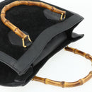 GUCCI Bamboo Hand Bag Suede Black Gold 002 0260 Auth ep14476-6