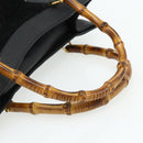 GUCCI Bamboo Hand Bag Suede Black Gold 002 0260 Auth ep14476-7