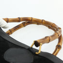 GUCCI Bamboo Hand Bag Suede Black Gold 002 0260 Auth ep14476-8