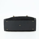 GUCCI Bamboo Hand Bag Suede Black Gold 002 0260 Auth ep14476-5