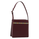 BURBERRY Nova Check Shoulder Bag Leather Bordeaux Silver Auth ep14479-1