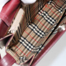 BURBERRY Nova Check Shoulder Bag Leather Bordeaux Silver Auth ep14479-10