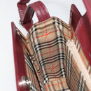 BURBERRY Nova Check Shoulder Bag Leather Bordeaux Silver Auth ep14479-18