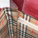 BURBERRY Nova Check Shoulder Bag Leather Bordeaux Silver Auth ep14479-11
