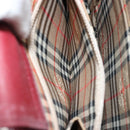 BURBERRY Nova Check Shoulder Bag Leather Bordeaux Silver Auth ep14479-12